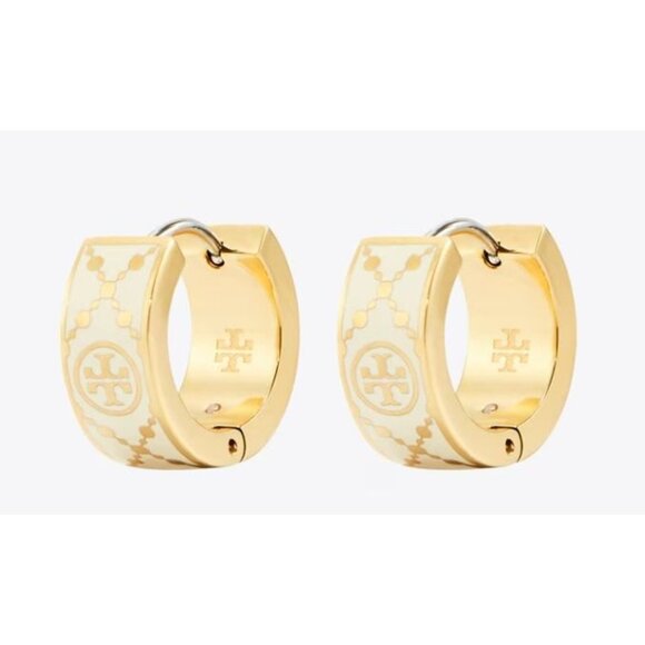 Tory Burch T-Monogram Bangle Bracelet & Huggie Earring Set - Picture 3 of 7